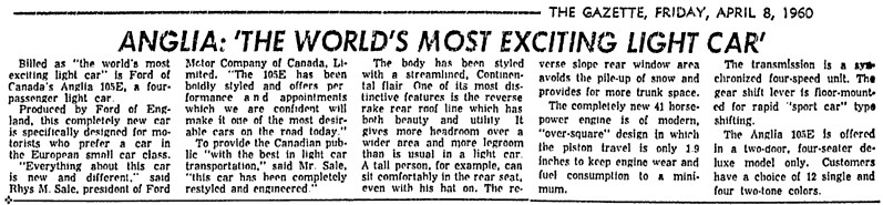 Anglia: The World's Most Exciting Light Car