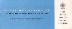 Van Price List