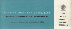 Van Price List