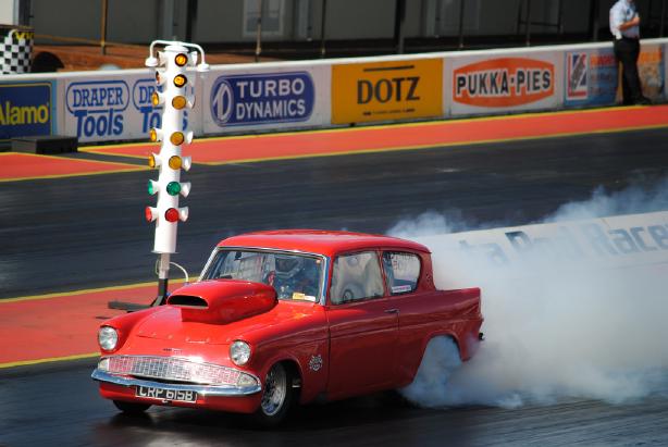 Ford Anglia at Dragstalgia Santa Pod