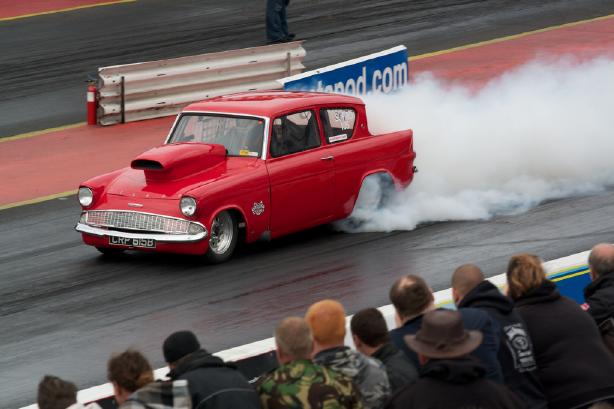 Ford Anglia at Dragstalgia Santa Pod