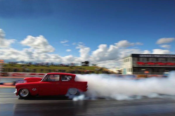 Ford Anglia at Dragstalgia Santa Pod