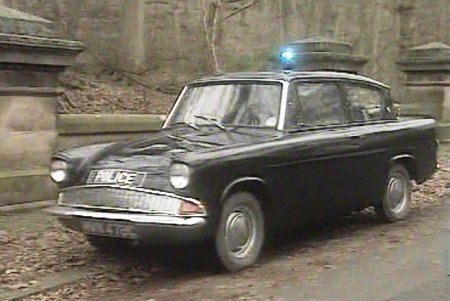 Black Ford Anglia Police Car