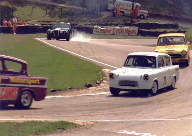 white racer trailing George Polley